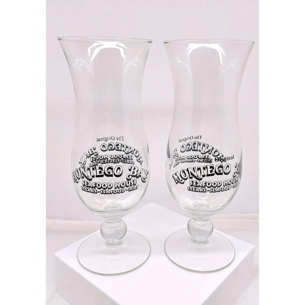 MONTEGO BAY HURRICANE GLASSES (Seafood House) Set Of 2. 8